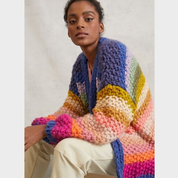 Anthropologie Rainbow Stripe Cardigan 